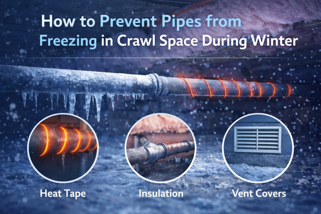 how to prevent pipes from freezing in crawl space during winter 