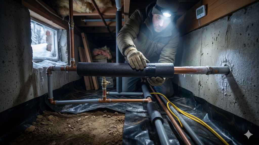 how to prevent pipes from freezing in crawl space during winter